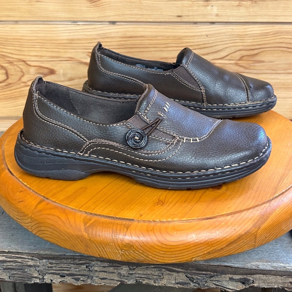 Earth Spirit Kenya-B Womens 8.5 Brown Leather Slip On Loafers Gelron 2000 Comfy